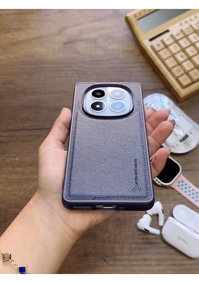 Redmi Note 14 Pro 5g Uyumlu Premium Deri Dokulu Darbelere Karşı Dayanıklı Nazal Silikon Kılıf Lacivert