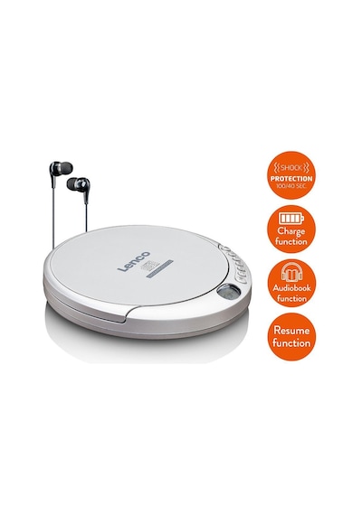 Lenco Taşınabilir Cd Çalar / Mp3 Çalar Discman Anti Şok Özellikli Gümüş Cd-201 Sı