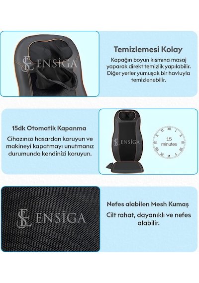 Servikal Bel Boyun Ve Sırt Masaj Sandalye Minderi Yastık Araba Minder Masaj Aleti Siyah