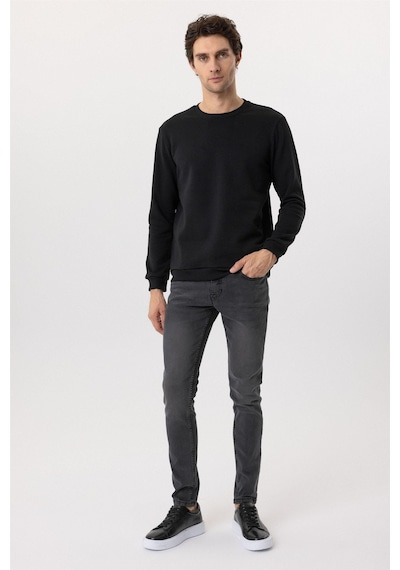 Süvari Oversize Kalıp O Yaka 3 İplik Yumuşak Dokulu Sweat Siyah
