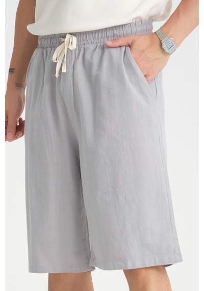 Redline Erkek Baggy Fit Rahat Kesim %100 Pamuk Yumuşak Dokulu Şort Kapri Gri