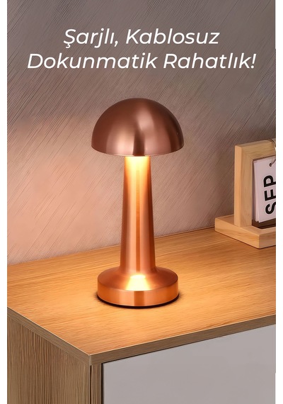 Bood Dl-06 Şarjlı Masa Lambası 6 Saat Tekşarjla Çalışma,dokunmatik,3 Işık Modu,1200 Mah,taşınabilir Bakır