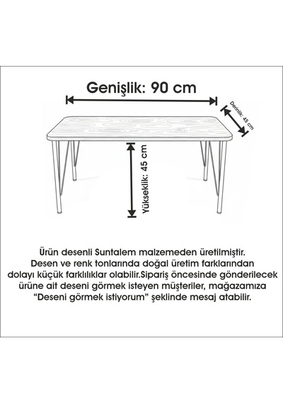 Dikdörtgen Orta Sehpa 90x45 Cm Modern Desenli Suntalam Sehpa Açık Ceviz