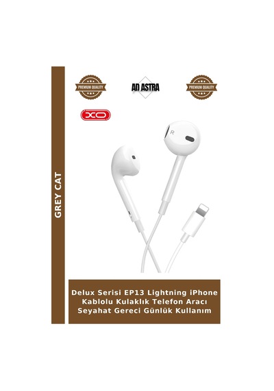 Delux Serisi Ep13 Lightning İphone Kablolu Kulaklık Telefon Aracı Seyahat Gereci Günlük Kullanım