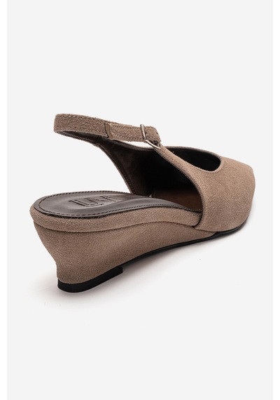 Luvishoes Rosella Vizon Süet Mini Dolgu Kadın Topuklu Ayakkabı