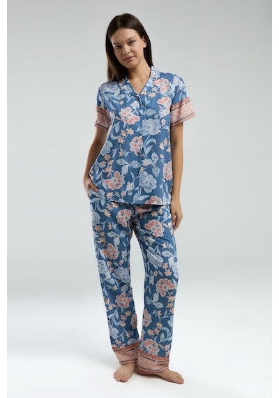 Arnetta Kadın Mavi Gömlek Pijama Mavi