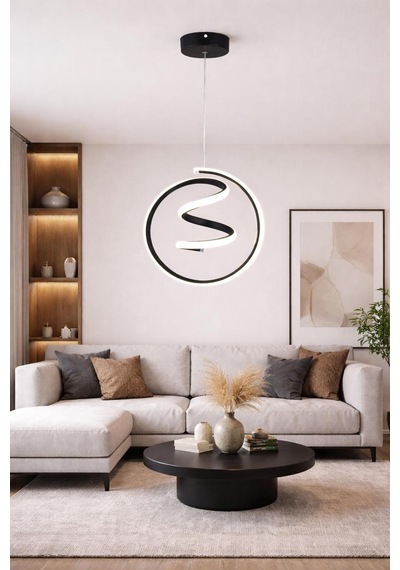 Nare Tekli Led Sarkıt Avize,siyah,3 Renk Yanabilen Led Avize, Modern Salon Oda Led Avize