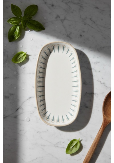 12'li Valencia Oval Kayık Tabak 16cm Dijital Sierra Rinart Krem