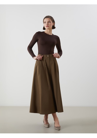 Lcwaıkıkı Classic Haki Standart Fit Kadın Etek