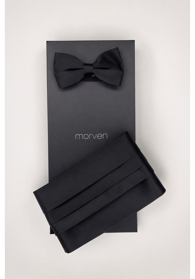 Morven Erkek Siyah Kutulu Papyon Kuşak Seti 26mc052015001 Siyah