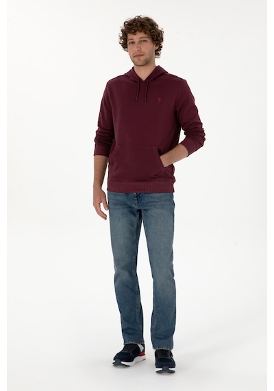 U.S. Polo Assn. Erkek Regular Fit Kapüşonlu Koyu Bordo Basic Sweatshirt 50313720-VR177