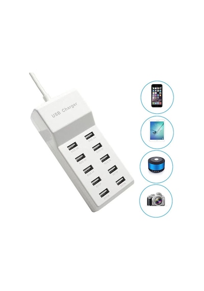 Usb Şarj Cihazı Çoklu, 10'lu Usb Hızlı Şarj İstasyonu Hub Çoklu Usb Bağlantı Noktası Şarj Cihaz