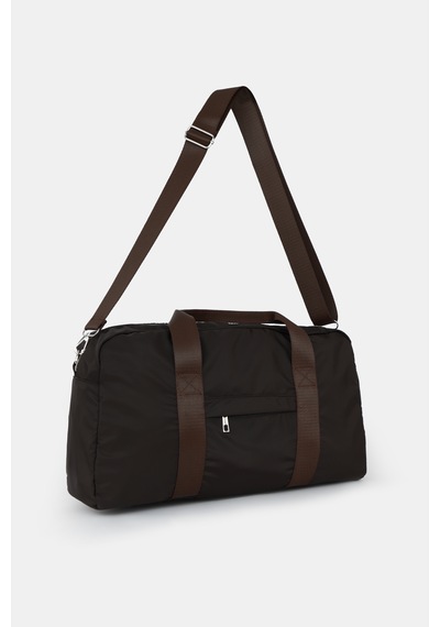İcone Bag Kadın & Erkek Spor Çantası, Paraşüt Kumaş Önü Cepli Unisex Spor Fitness Gym Çantası Kahve