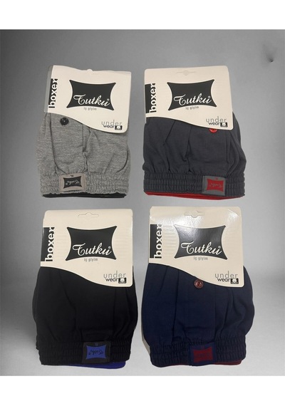 Tutku Tutku 117 Erkek Boxer - Düğmeli Havlubel İç Giyim, 4'lü Set-karışık Çok Renkli