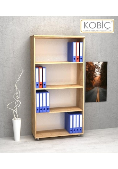 Kobiç Ofis Dosya Dolabı Raflı Suntalam Dolap 80x35x150cm Meşe Meşe