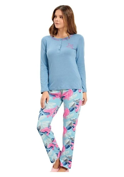 Alperi 79-466 Kadın Uzun Kol Pijama Takım mavi