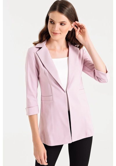 Kapri Truvakar Kol Süs Cepli Kopçalı Ofis Blazer Kumaş Ceket-k.pembe K.pembe
