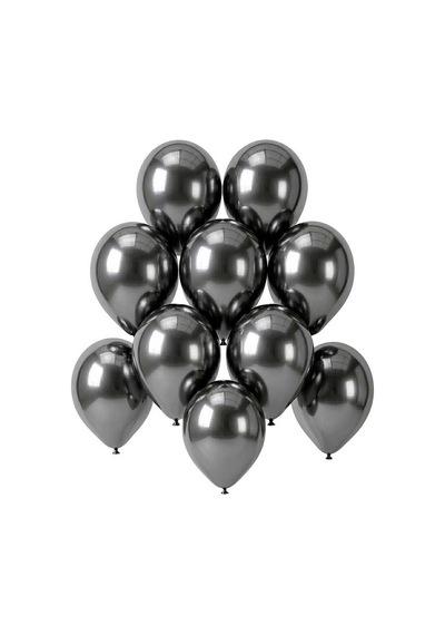 Koyu Gümüş Renk Lateks Krom Balon 15 Cm - 10 Adet Silver