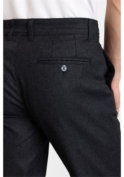 Süvari Siyah Slim Düz Armürlü Normal Bel Casual Pantolon Spn2020500019-s09