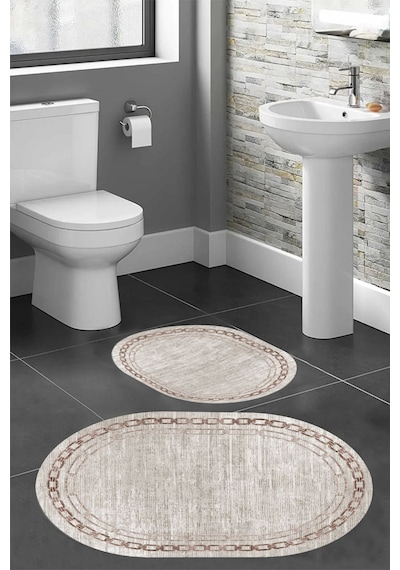 Eliana Home Dijital Baskı 2'li Banyo Paspas Takımı Lna5-ht899 100x60 Ve 60x50 Cm Kahverengi
