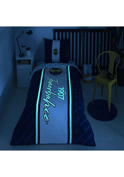 Fenerbahçe 1907 Glow Tek Kişilik 120x200 Lastikli Çarşaflı Nevresim Takımı Sarı - Lacivert