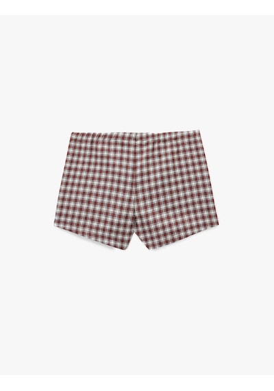 Koton Düğmeli Ekoseli Şort Pijama Altı Bordo Desenli 6wlk80018mw Bordo Desenli