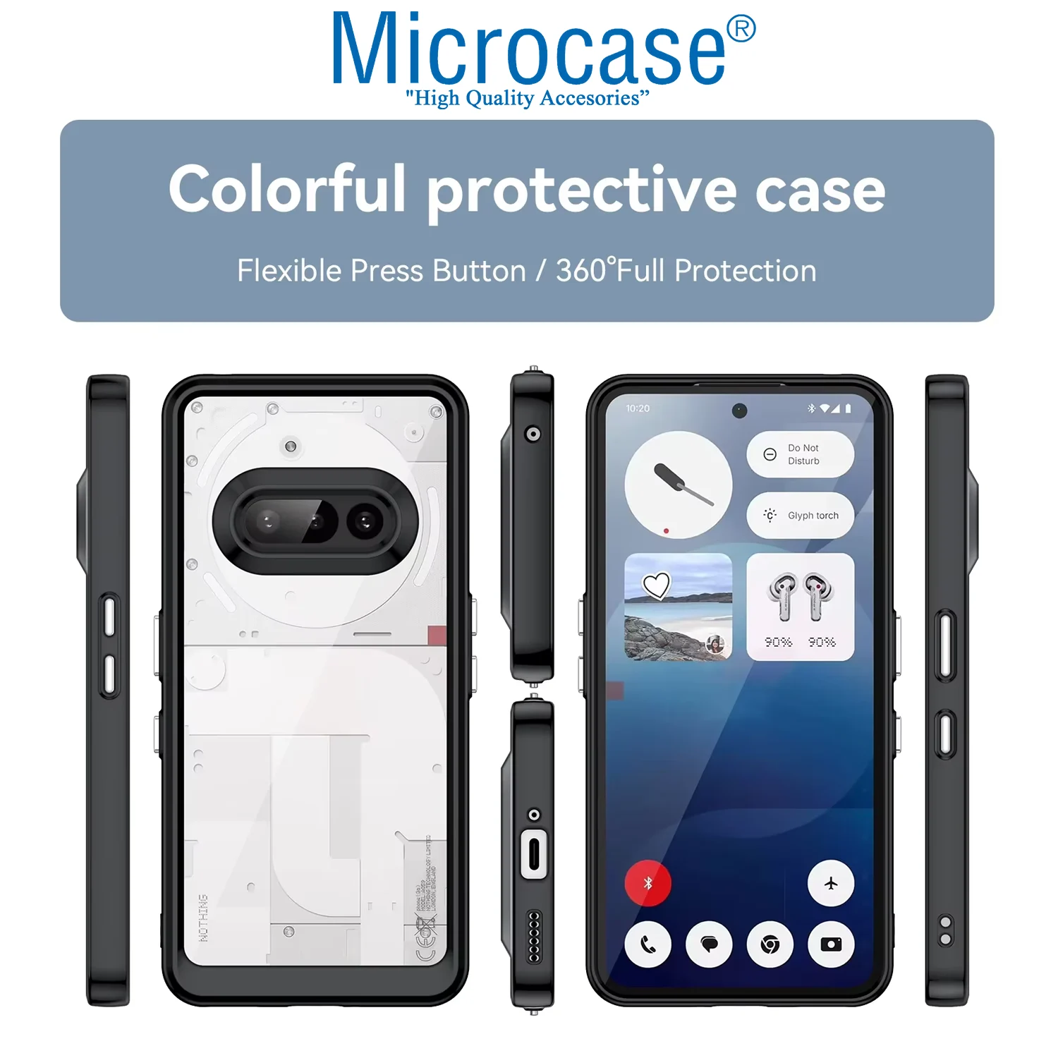 Microcase Nothing Phone 3a Pro Shield Serisi Darbeye Dayanıklı Yarı Esnek Plastik Tpu Kılıf - Al8100 Füme