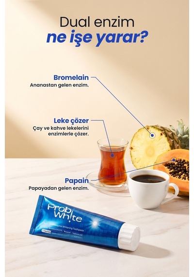 Probiwhite Beyazlatıcı Diş Macunu-pap Teknolojili,mikro Hidroksiapatit+enzim ,vegan Beyazlatma