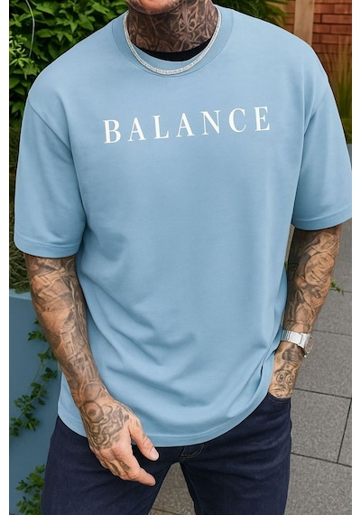 Balance Baskılı Unisex Tshırt Bebe Mavisi