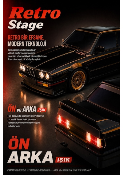 1/16 4wd 50 Km Hızlı E30 Rc Drift Uzaktan Kumandalı Yedek Lastikli Oyuncak Drift Araba Siyah