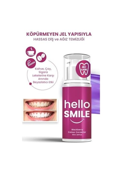 Anında Beyazlatıcı Diş Jeli, Böğürtlen Aromalı, Leke Karşıtı & Plak Önleyici, Günlük Ağız Bakımı, 50 Ml