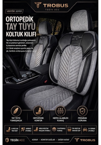 Renault Megane 1-3 1996-2016 Uyumlu Süvari Serisi Gri Siyah Oto Koltuk Kılıfı