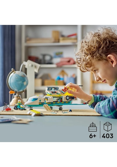 LEGO® City Acil Hava Ambulans Uçağı 60465 - 6 Yaş ve Üzeri Çocuklar için Kar Motosikleti İçeren Yaratıcı Oyuncak Yapım Seti (403 Parça)
