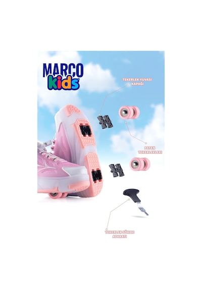 Marcokids Marco Kids 26y1801 Çocuk Işıklı Paten Ayakkabı Pembe