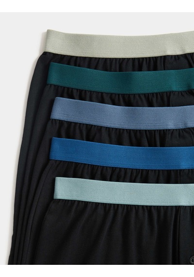 Marks & Spencer 5'li Pamuklu Jersey Boxer Siyah Mix