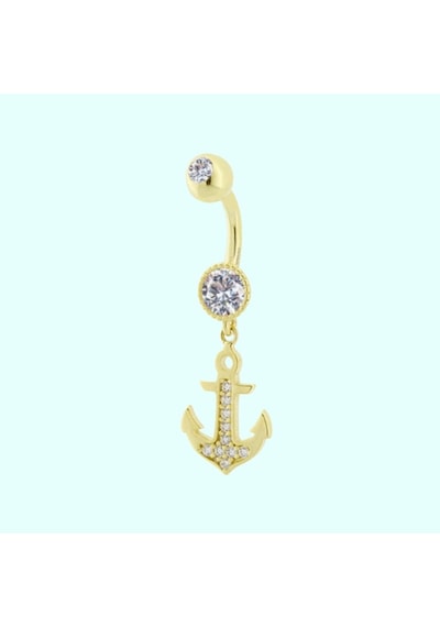 Altın Göbek Piercing 14 Ayar Sallantılı Çapa Altın