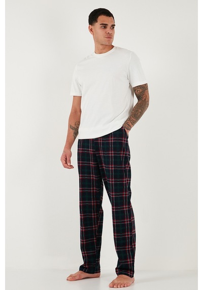 Buratti Pamuklu Regular Fit Normal Bel Düz Paça Cepli 2'Li Paket Erkek Pijama Altı 6574003S2 Siyah-Yeşil