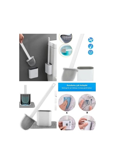 Sensörlü Otomatik Slim Çöp Kovası 9 Lt + Duvara Asılabilir Beyaz Silikon Klozet Fırçası Diğer