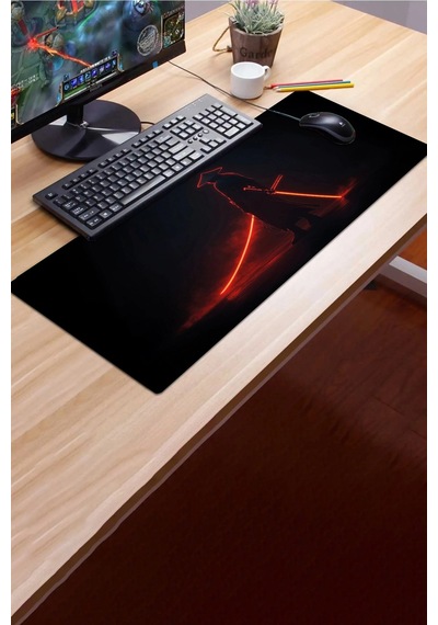 Sonictouch Klavye Mousepad 32x70cm Dikişsiz Pürüzsüz Sıvı Geçirmez Kaymaz Taban Gölge Samuray