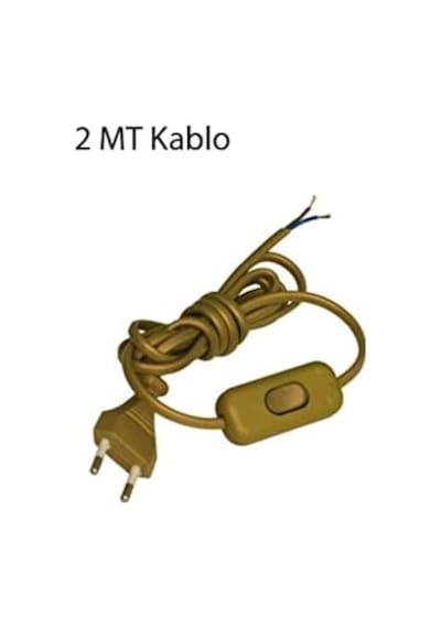 Arapuarlı Fişli Abajur Kablo Gold Yeşil 2 Mt .