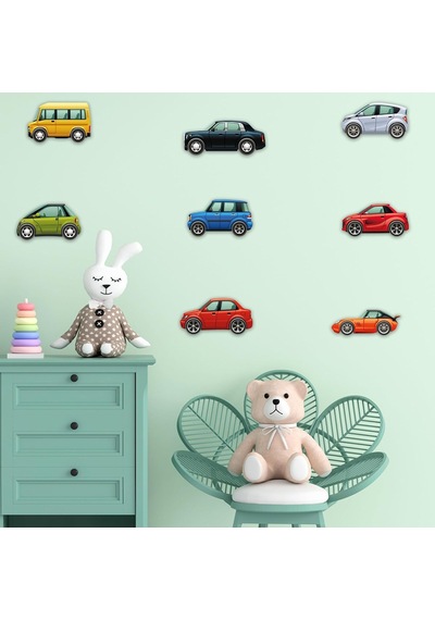 Minik Arabalar Çocuk Odası Dekoratif Duvar Sticker Yapışkanlı Folyo Genel