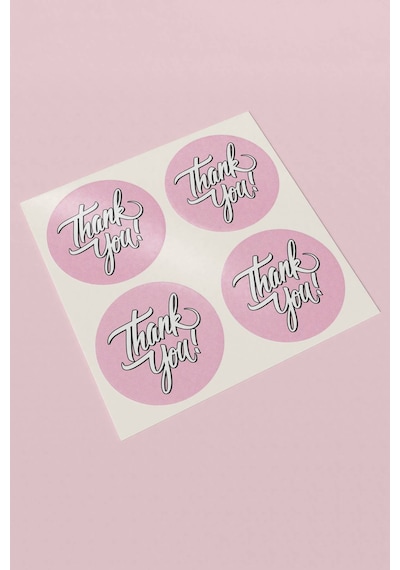 Açık Pembe Thank You Kargo Sticker 3x3cm St2166 Çok Renkli