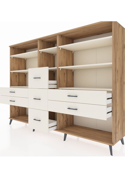 Hyperion Dolap 8 Raflı 7 Çekmeceli 220x44x163 Çam-aytaşı Çam-aytaşı