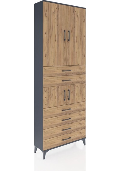 Arges Dolap 4 Raflı 6 Çekmeceli 4 Kapaklı 88x30x243 Antrasit-çam Antrasit Arges Dolap 4 Raflı 6 Çekmeceli 4 Kapaklı 88x30x243 Antrasit-çam Antrasit