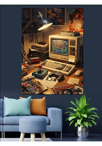 Ahşap Tablo Retro Bilgisayar Ve Ofis Masası
