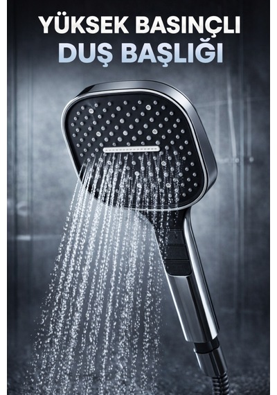 Lüx Banyo Duş Başlığı Premium Başlık Ağır Malzeme Siyah