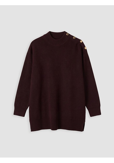 Lcw Modest Bordo Yarım Balıkçı Yaka Kadın Triko Tunik