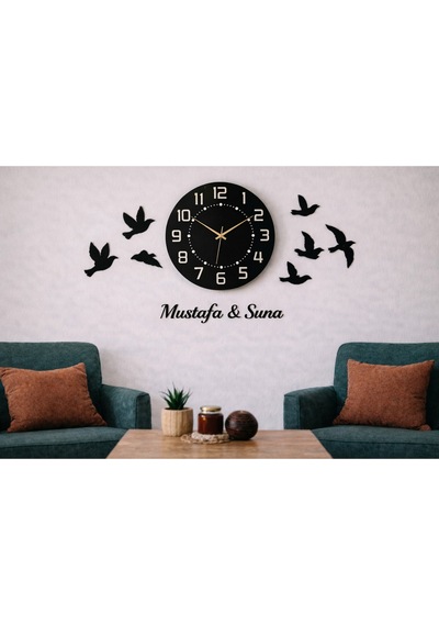 Duvar Saati 40 Cm Modern Ve Şık Tasarım Kuşlar 8 Adettir No144 Çok Renkli