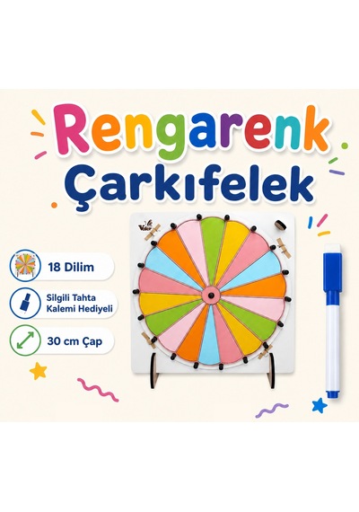 Çarkıfelek Oyunu, Ahşap Eğitim Materyali, 18 Dilim