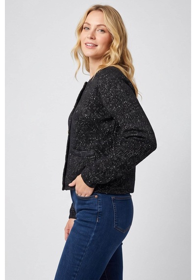 Fashion Friends Simli Ve Pullu Siyah Kadın Hırka 26k0054k1